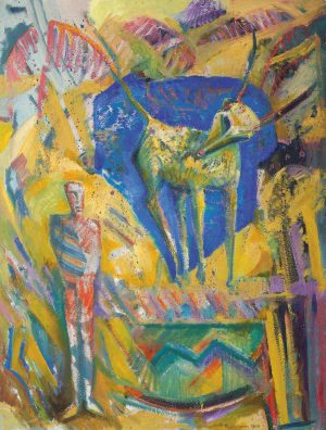 Ziege und Hirte, 1989. Öl auf Leinwand, 120 x 90 cm